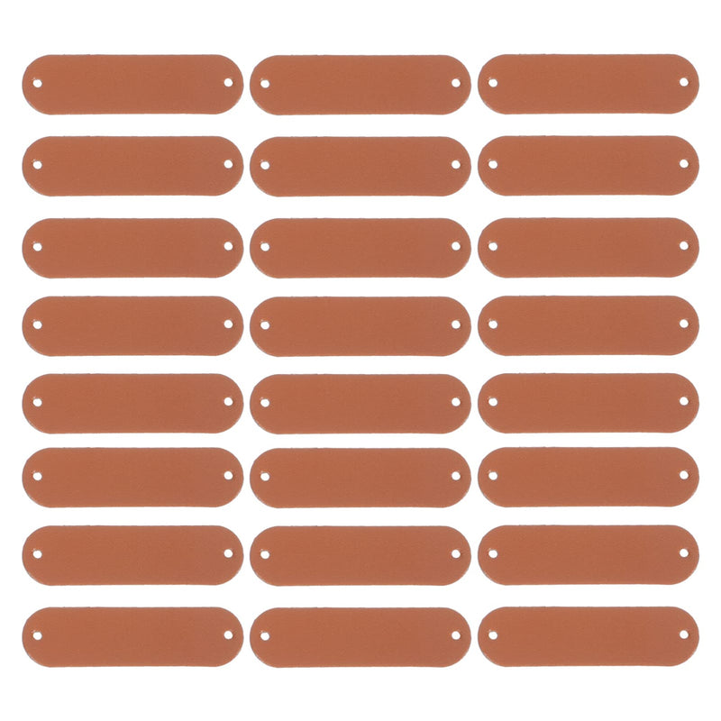 Didiseaon 100Pcs PU Leather Label Leather Blank Tag Label with Holes DIY Embossed Tag Clothing Embellishment Knit for Jeans Bags Shoes Hat Scrapbooking Crafts Accessories Brown - NewNest Australia