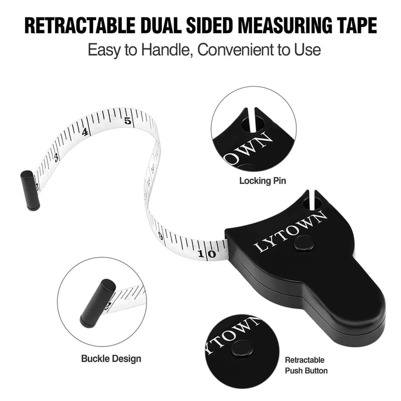 Tape Measure Body Measuring Tape 60inch (150cm), Lock Pin & Push Button Retract, Ergonomic Design, Durable Measuring Tapes for Body Measurement & Weight Loss, Accurate Sewing Tape Measure,2 Pack Black+White - NewNest Australia