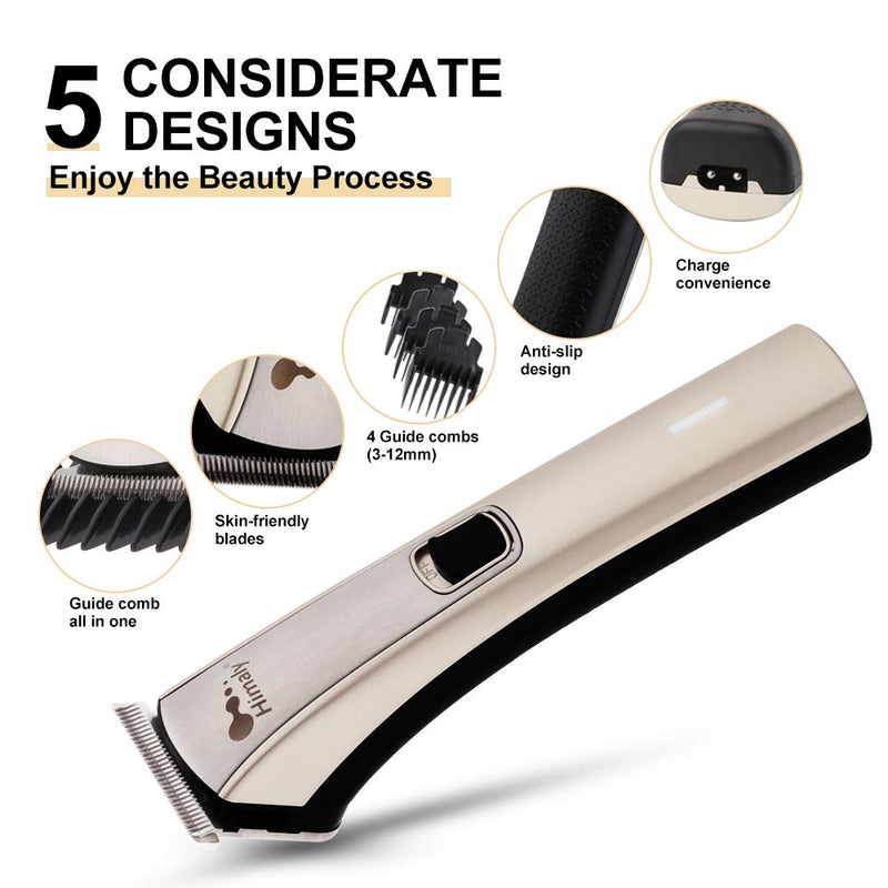 Himaly Rechargeable Hair Clippers, Professional Electric Cordless Hair Clippers Beard Trimmer Cordless & Corded Grooming Kit with 4 Guide Combs for Men and Women Champagne Gold - NewNest Australia