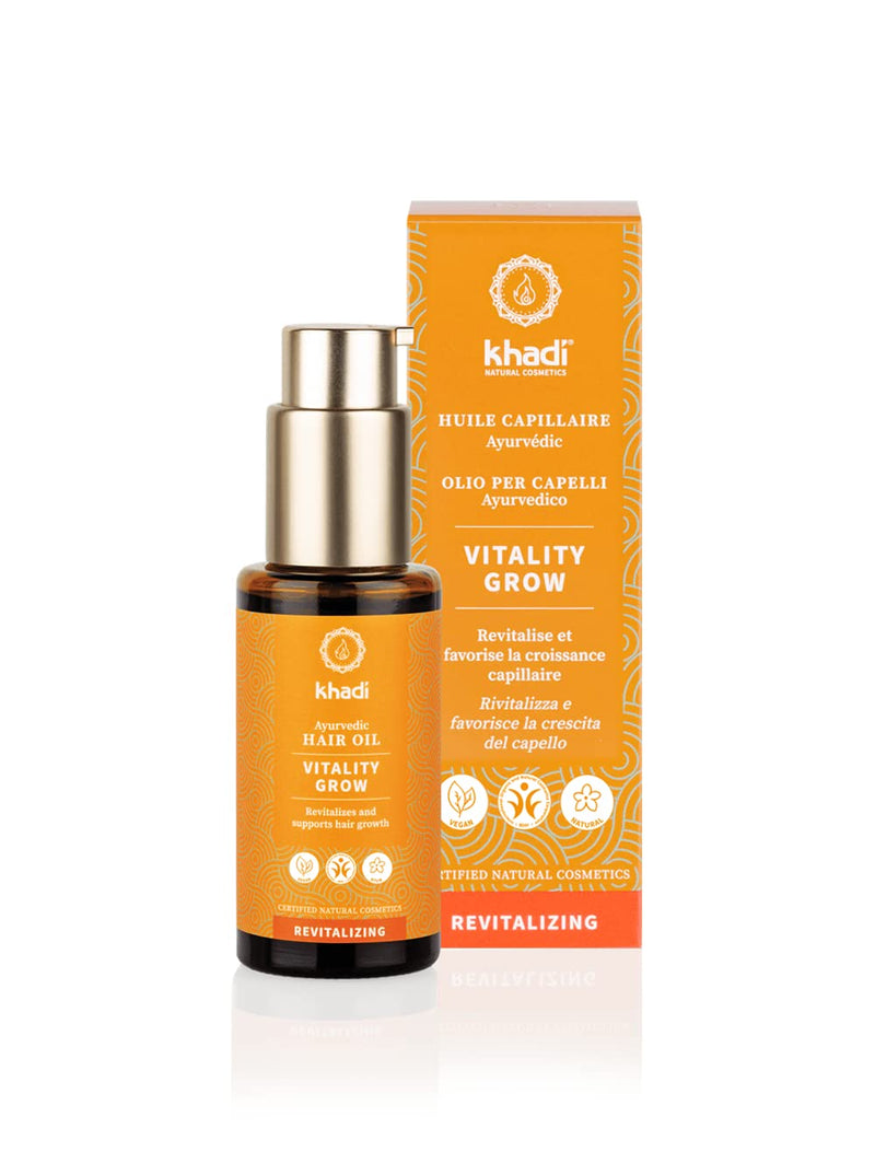 khadi Vitality Grow Hair Oil, 100% Natural, Vegetable & Vegan, Rosemary for More Volume & Hair Growth, Against Hair Loss, Silicone & Paraben-Free, Ayurvedic Hair Care Organic Natural Cosmetics 50 ml - NewNest Australia