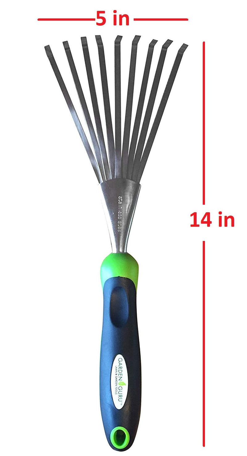 Garden Guru Stainless Steel Hand Rake Soil Tiller with Ergonomic Handle, Great for Gardening, Cultivating, Loosening Soil & Spreading Mulch - NewNest Australia
