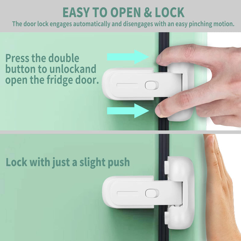 Qinzcp 1 Pack Updated Baby Safety Proof Fridge Latch Lock to Keep Door Closed,Child Proof Refrigerator/Fridge/Freezer Door Lock for Toddlers and Kids,no Tools Need or Drill (White) White-1pcs - NewNest Australia