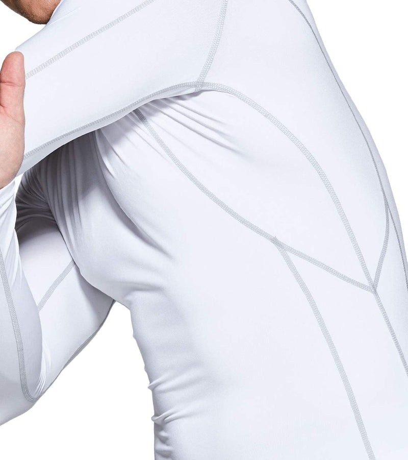 TSLA 1 or 3 Pack Men's UPF 50+ Mock Long Sleeve Compression Shirts, Athletic Workout Shirt, Water Sports Rash Guard Active Mock Neck White Large - NewNest Australia