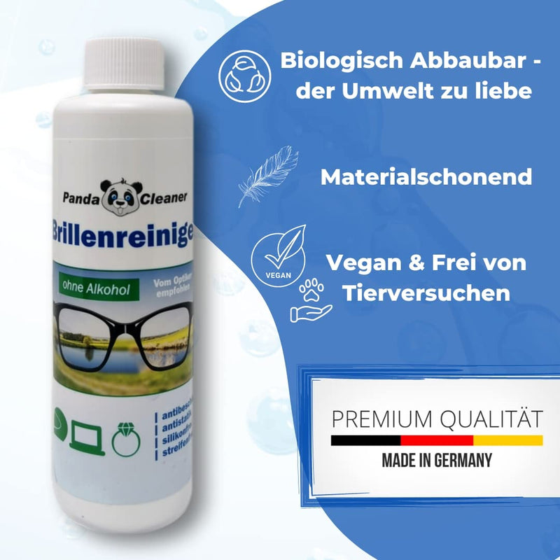 PANDACLEANER® Set 400ml glasses cleaner 50ml spray for on the go + 100ml for home + 250ml refill bottle | without alcohol | anti-fog | streak-free | - NewNest Australia