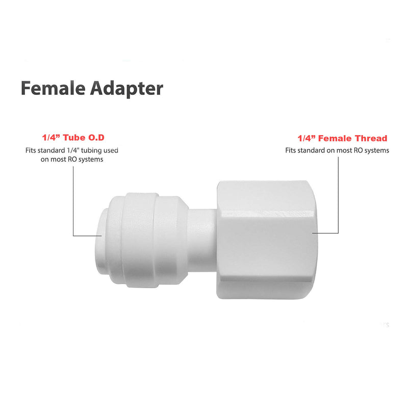 PureSec Plastic Reusable Push to Connect Fitting Female threaded Tube Fittings Adapter 1/4" Female x 1/4" Tube OD for RODI System (10, 1/4"OD1/4"Female Thread) 10 1/4"OD*1/4"Female Thread - NewNest Australia