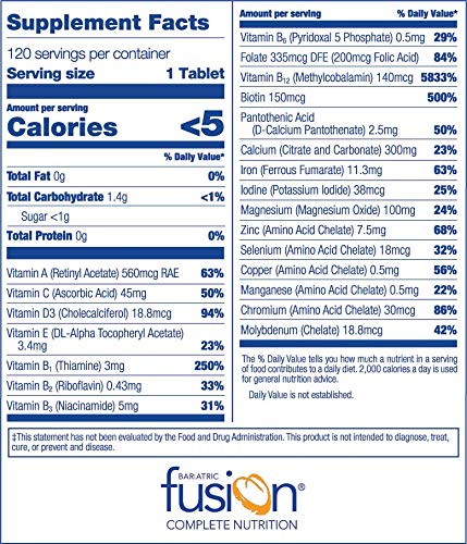 Bariatric Fusion Mixed Berry Complete Chewable Bariatric Multivitamin with Iron for Bariatric Surgery Patients Including Gastric Bypass and Sleeve Gastrectomy, 120 Tablets - NewNest Australia