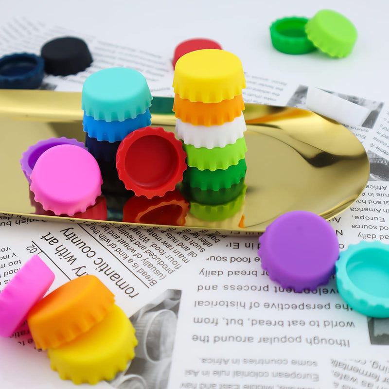 LEEFONE 24 PCS Silicone Rubber Bottle Caps, 12 Colors Reusable Beer Caps for Home Brewing Beer, Soft Drink, Wine Bottle, Beer Bottle, Soda Bottles Kitchen Gadgets - NewNest Australia