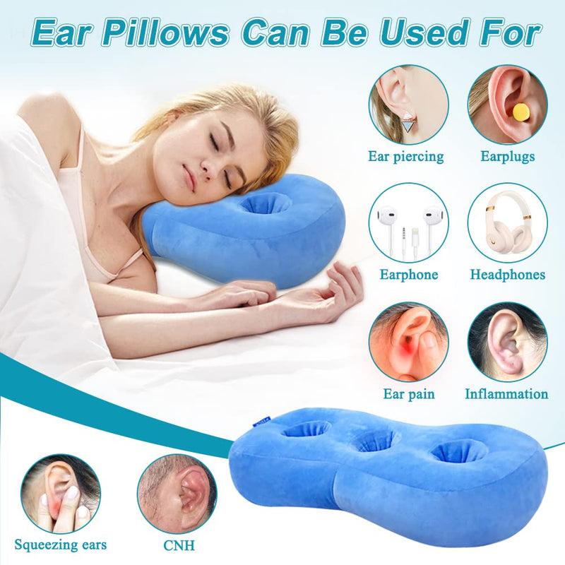 Piercing Pillow For Side Sleepers, Ear Protection, Cnh Pillow With Ear Holes For Pressure Points, Ear Pain Relief, Headphones, Donut Cushion For Head, Ear Cushion, Side Sleeping Pillow (Blue) - NewNest Australia