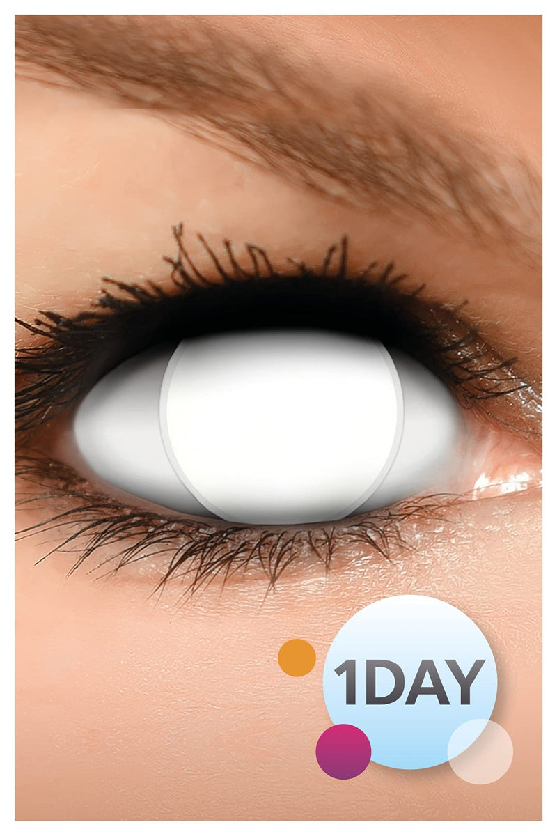 Fxeyez Colored Contact Lenses Halloween White Blind White Pack Of 2 (1 Pair) Without Prescription Easy To Install White Lenses Attention: Only 60% Vision - 2 X Colored White Contact Lenses - NewNest Australia