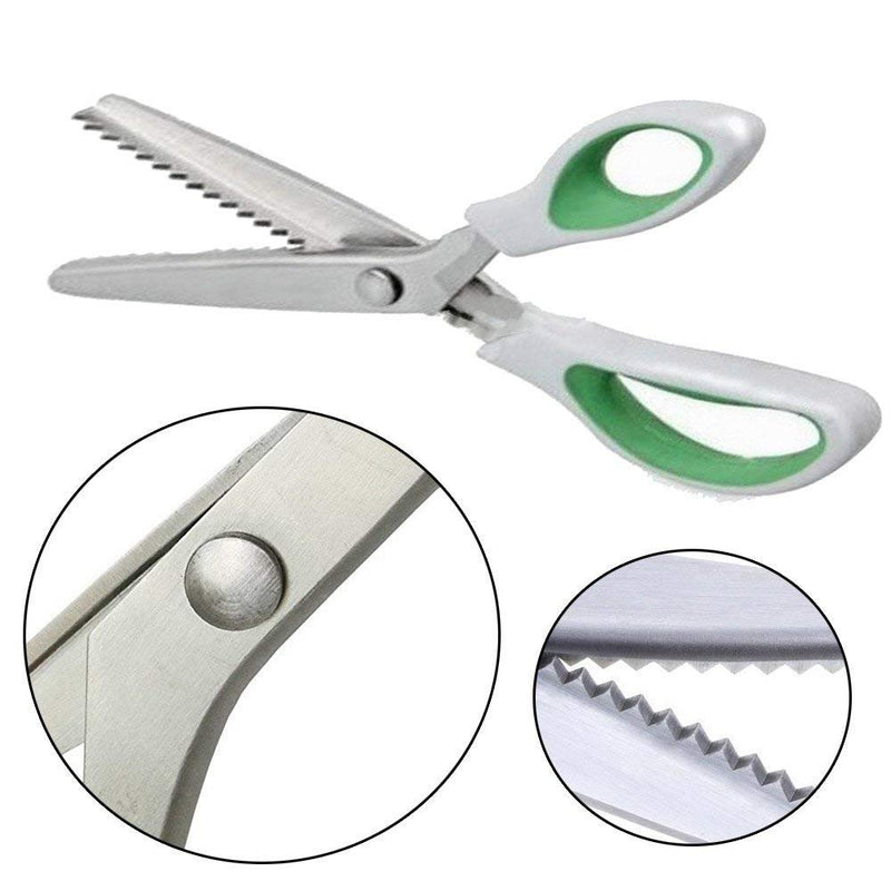 JISTL Green Pinking Shears Comfort Grips Professional Dressmaking Pinking Shears Crafts Zig Zag Cut Scissors Sewing Scissors,Professional Handheld Dressmaking - NewNest Australia