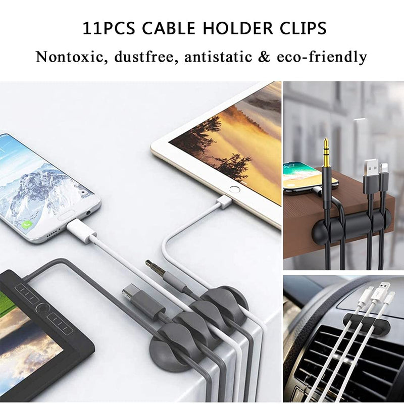 152 pcs Cord Management Organizer Kit 4 Cable Sleeve Split with 41Self Adhesive Cable Clips Holder, 10pcs and 2 Roll Self Adhesive tie and 100 Fastening Cable Ties for TV Office Home Electronics etc - NewNest Australia