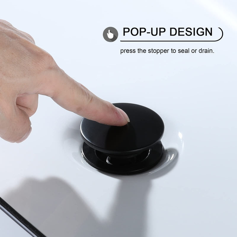 Bathroom Sink Drain, Pop Up Drain Stopper with Overflow, Lavatory Vanity Vessel Sink Drain Assembly, Matte Black - NewNest Australia