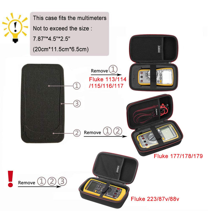 RLSOCO Carrying case for Fluke 117/115/116/114/113/177/178/179 Digital Multimeter and Fits for Fluke 101/106/107/ F15B+F17B+F18B+ and More(with DIY Foam) Red zip - NewNest Australia