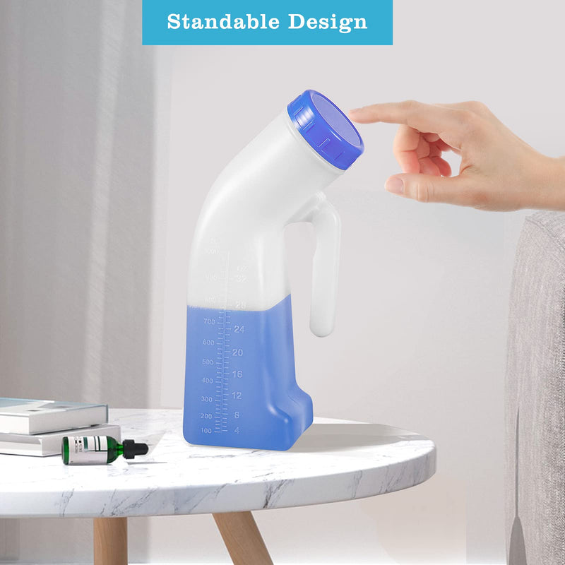 Unisex Urinals, Plastic Urine Bottles for Men and Women, SpillProof Screw Cap Lid, Portable Toilet Urinals Ideal for Car Travel Outdoor 2x Urinal - White and Blue - NewNest Australia