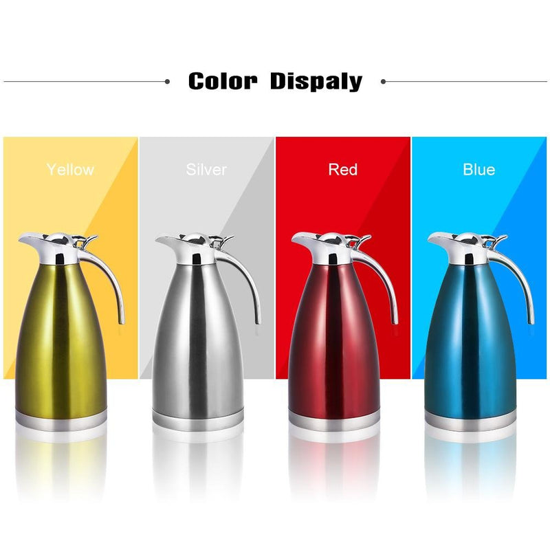 Coffee Pot,Stainless Steel Coffee Tea Pot Double Wall Vacuum Insulated Thermo Jug Hot Water Bottle(2L-Red) 2L Red - NewNest Australia