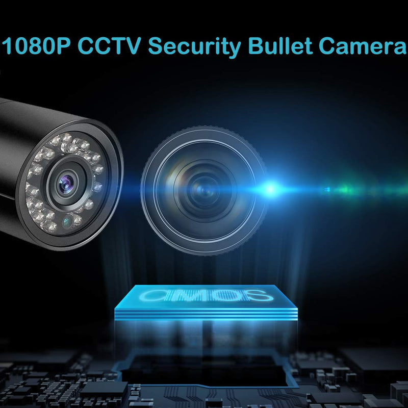 Dericam 1080P 1920TVL CCTV Security Camera for Home Surveillance, 4-in-1 CVI/TVI/AHD/960H Bullet Camera with IP66 Weatherproof, 82ft Night Vision, B2B, Black - NewNest Australia