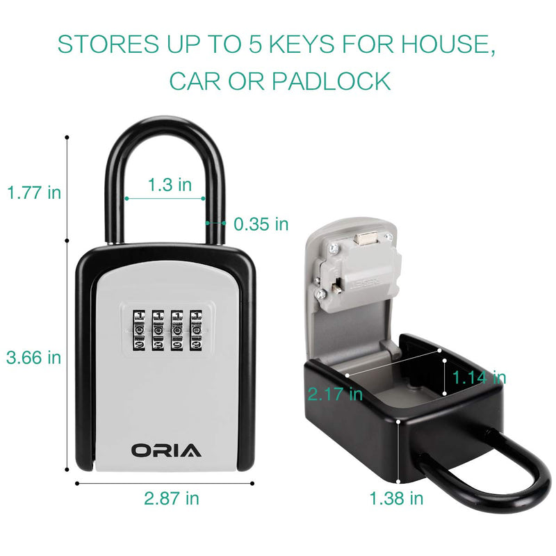 Key Lock Box, (NEW VERSION) Wall Mounted Key Safe Box, Weatherproof 4 Digit Combination Key Storage Lock Box, 5 Keys Capacity Lockbox with Removable Shackle for Indoor Outdoor, Small Size 3.66inch Black - NewNest Australia