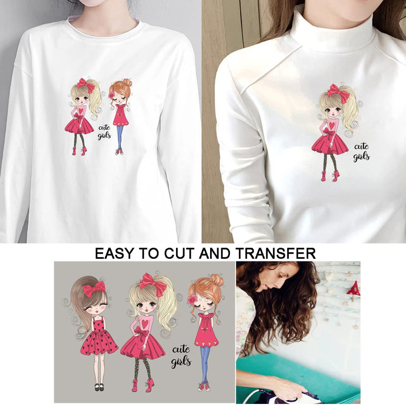 Cute Girl Iron on Decals 6 PCS Summer Colorful Beautiful Princess Heat Transfer Stickers Applique for DIY Women Girl Clothing Shirt Jean Jackets Backpacks - NewNest Australia
