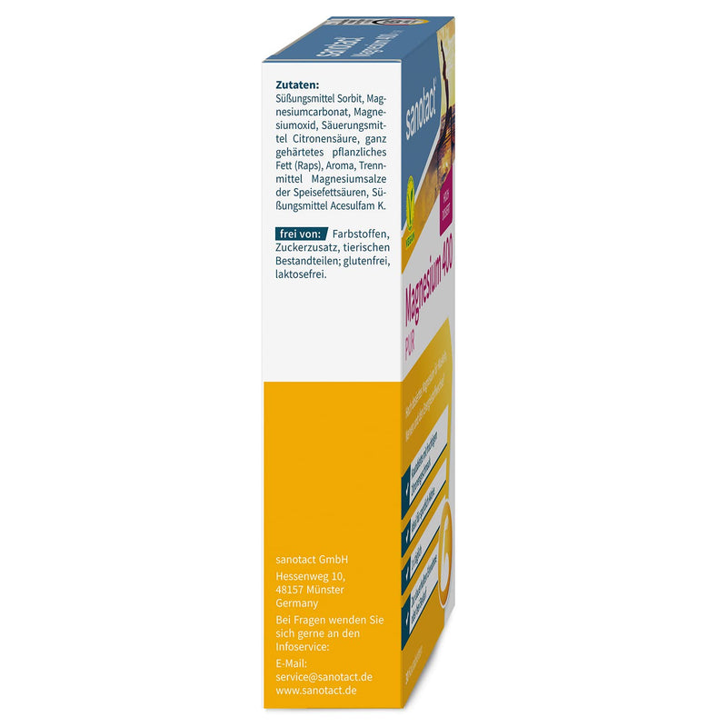 sanotact Magnesium 400mg PUR (Vegan) • 30 chewable tablets with high doses of magnesium • Magnesium with immediate effect • Fruity lemon flavor • Magnesium for children aged 12 and over Lemon 30 pieces (pack of 1) - NewNest Australia
