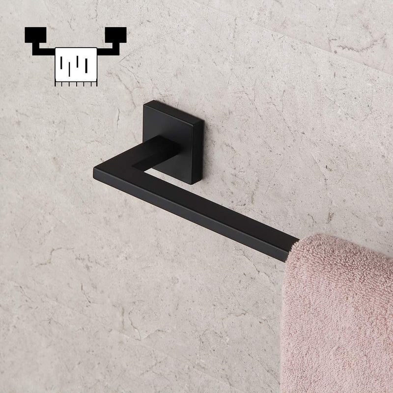 GERZWY 18-Inch Bathroom Towel Bar SUS 304 Stainless Steel Bath Towel Bar Matte Black Modern Square Style Wall Mount IG1802C45-BK - NewNest Australia