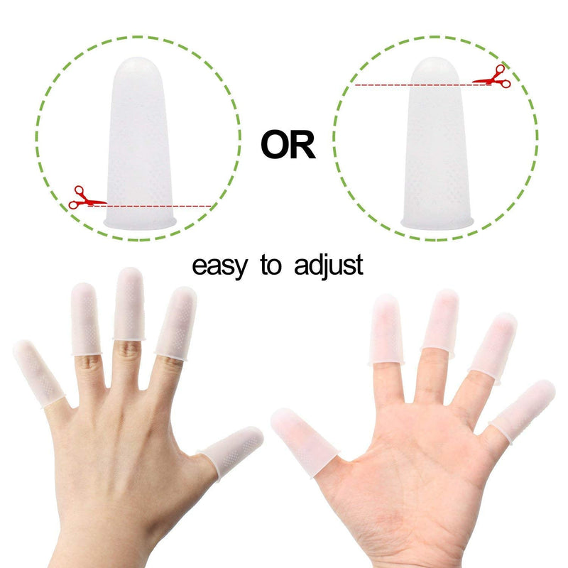 Qulable 10 Pieces Silicone Finger,Finger Protector, Finger Sleeves Great for Glue/Craft/Sewist/Wax/Rosin/Resin/Honey/Adhesives/Finger Cracking/Sport Games (White) white - NewNest Australia