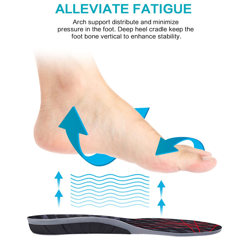 MOISO GEL Sports Work Comfort Insoles with Arch Support, Trimmable Inserts for Running Shoes Work Boots Trainers, Relieve Foot Pain for Men & Women 9-10 UK Women / 8-8.5 UK Men Black - NewNest Australia