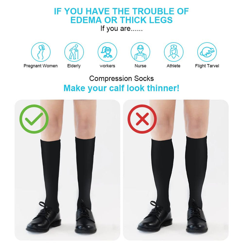 ACWOO compression stockings for women and men, 3 pairs of support stockings, medical compression socks with 15-20 mmhg, black thrombosis stockings, compression socks for running, sports, flights, cycling, 3 pairs - S/M - NewNest Australia