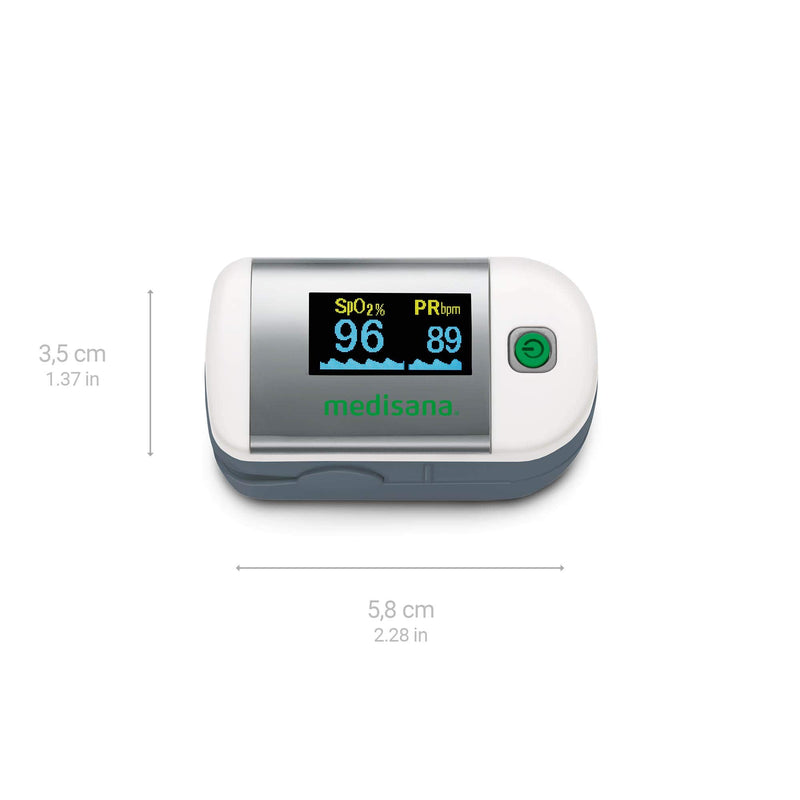 medisana PM 100 pulse oximeter, measurement of oxygen saturation in the blood, finger pulse oximeter with OLED display and one-touch operation, white single - NewNest Australia