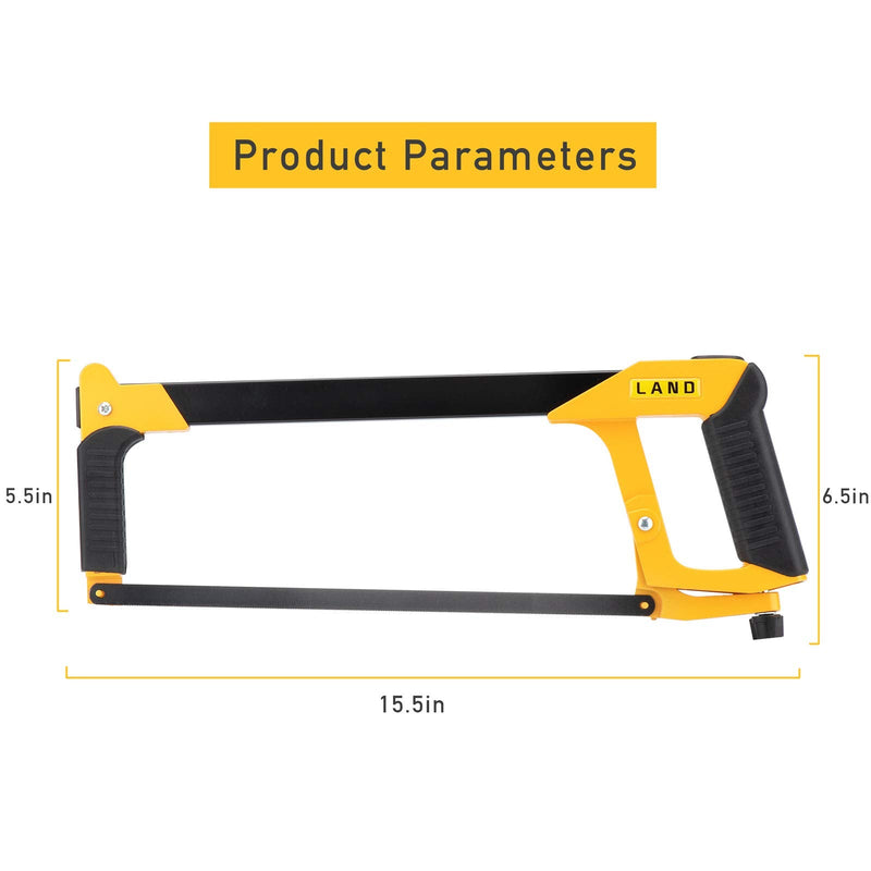 LAND 12 Inch Hacksaw - Heavy Duty Coping Saw with 4 Extra High-Carbon Steel Blade, for PVC, Pipe, Carpentry - NewNest Australia
