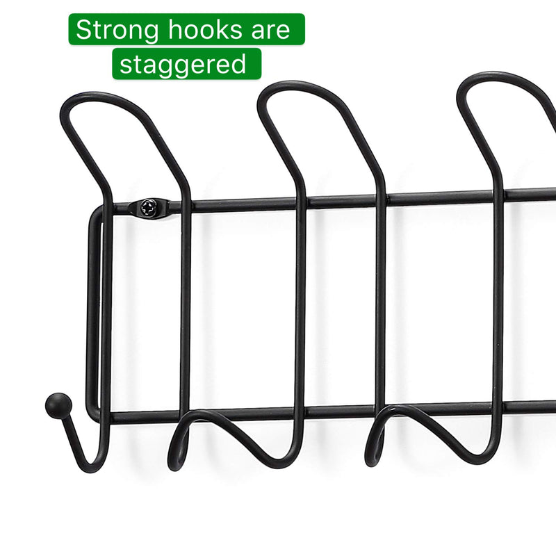 NewNest Australia - Minggoo Coat Rack Wall Mounted Hook Rack Over The Door Hook Organizer 13 Hooks, Heavy-Duty Iron Wire Black Metal 