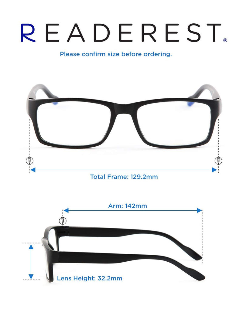 Readerest Blue Light Blocking Reading Glasses, Computer Glasses, fashionable for men and women, Anti Glare, Anti Eyestrain (Black, Zero Magnification) Black 0.0 x - NewNest Australia