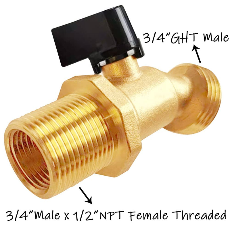 Uenede Solid Brass Water Container/Rain Barrel Faucets Spigot 3/4"G Male Inlet to 3/4"GHT Male Outlet with Quarter Turn Ball Valve Include Bulkhead Fitting and Washers - NewNest Australia