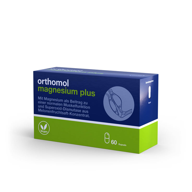 Orthomol Magnesium Plus - For Normal Muscle Function - With 150 Mg Magnesium Per Capsule And Superoxide Dismutase From Melon Fruit Juice Concentrate - 60 Capsules - NewNest Australia