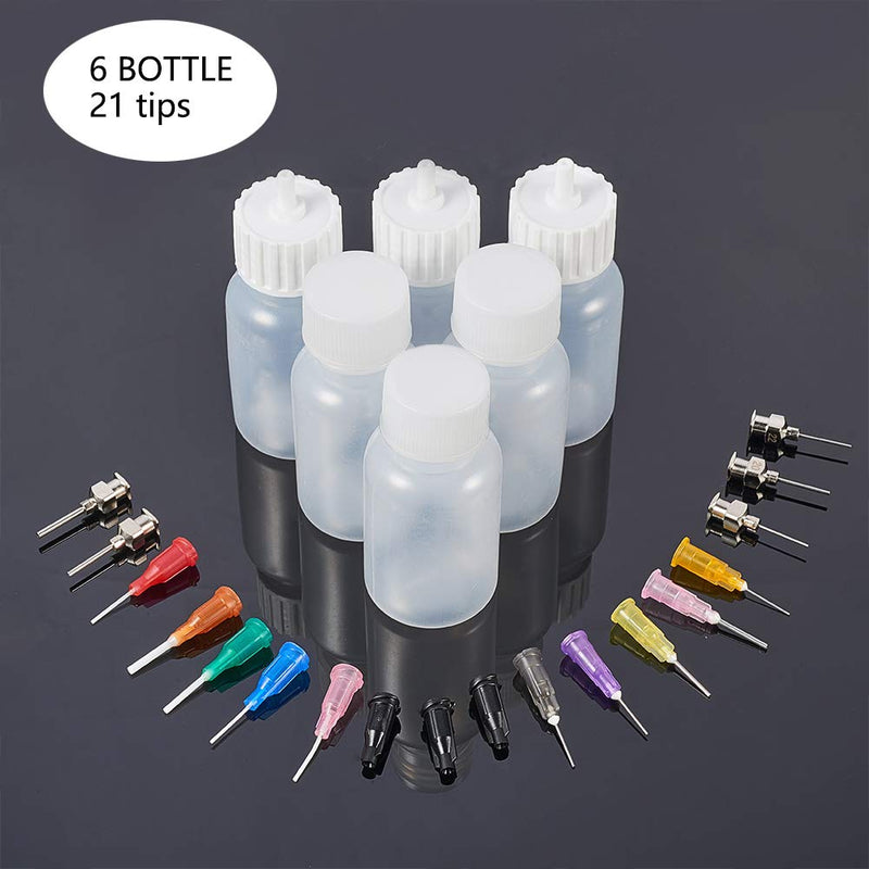 BENECREAT 6 Packs 1oz DIY Precision Tip Applicator Bottles 15PCS Stainless Steel PP Blunt Needle Tips, 6PCS Stoppers, 2PCS Syringe for Quiling Glue Work 1 Ounce 10 Bottles & 15 Needle Tips - 1 Ounce - NewNest Australia