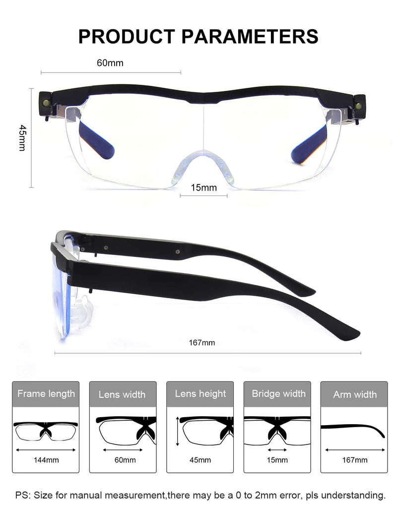 200% Magnifying Glasses with Light, Rechargeable LED Lighted Magnification Eyeglasses, Anti Blue Light, Bright Sight Hands Free Magnifier for Close Work, Craft, Jewellers, Reading, Hobby 200% - NewNest Australia