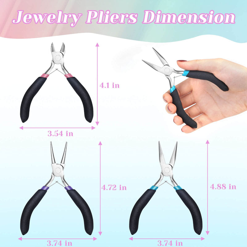 Jewelry Pliers Set, Paxcoo 3Pcs Jewelry Making Pliers Tools Kit includes Needle Nose Pliers, Round Nose Pliers, Wire Cutters for Jewelry Making Supplies, Wire Wrapping, DIY Crafts, Beading Upgrade style - NewNest Australia