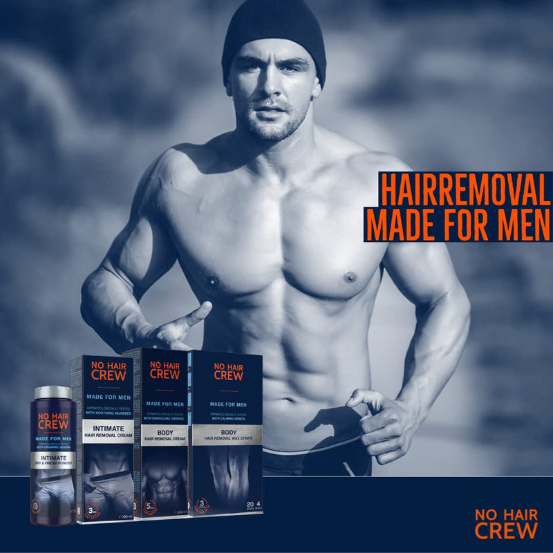 NO HAIR CREW Dry & Fresh intimate powder - premium talc-free body powder for the intimate area - for a dry, fresh skin feeling, for men, 100 g. powder - NewNest Australia