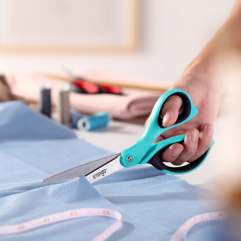 LIVINGO 8.5" Scissors All Purpose, 3 Pack Ultra Sharp Blade Shears, Professional Ergonomic Comfort Grip Scissors for Office School Home Supplies Fabric Sewing DIY Cutting General Use Blue/Red/Grey - NewNest Australia