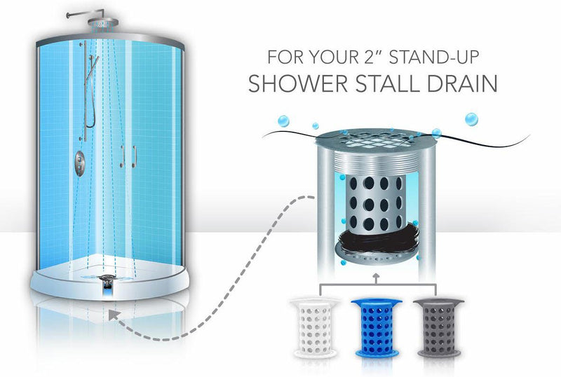 NewNest Australia - ShowerShroom Revolutionary 2" Stand-up Shower Stall Drain Protector Hair Catcher/Strainer 2", White 