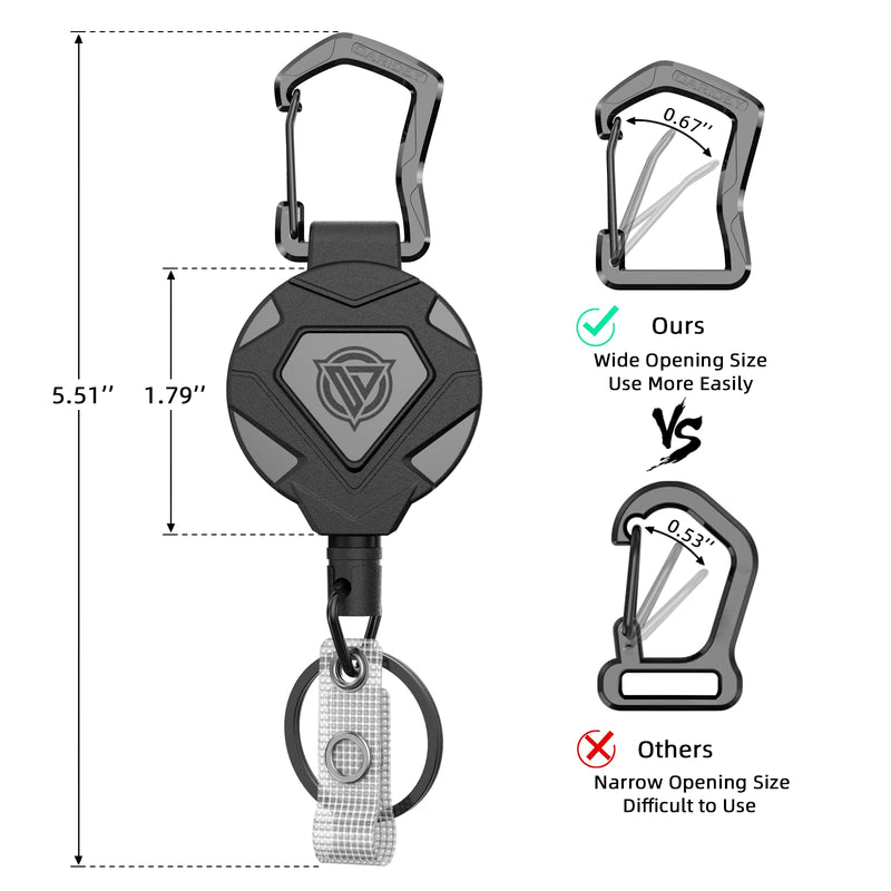 Oaridey 2 Pack Retractable Keychain Heavy Duty, Badge Reels Retractable, Tactical ID Badge Holder with Upgraded Zinc Alloy Carabiner, 31.5'' Coated Steel Cord, Bearing 8.0 oz - NewNest Australia