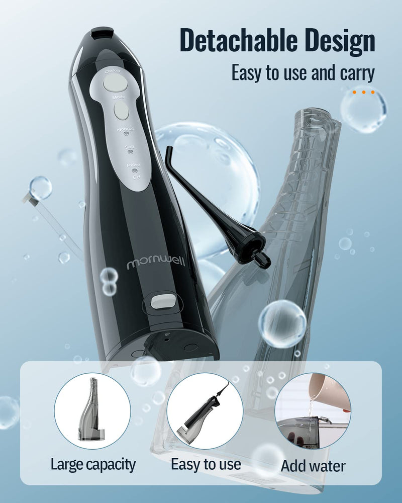 Mornwell Wireless Oral Irrigator 330 Ml Interdental Cleaner Electric Water Flosser Dental Shower 3 Modes And 4 Nozzles Ipx7 Waterproof And Usb Rechargeable For Travel And Homful - NewNest Australia