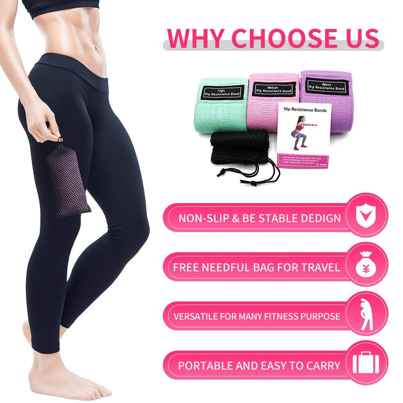 Resistance Bands [Set of 3], Fabric Resistance Hip Bands Set with 3 Resistance Levels for Hips & Glutes,Workout Booty Bands for Women and Men, Great for Strength Training,Yoga,Pilate,Fitness - NewNest Australia