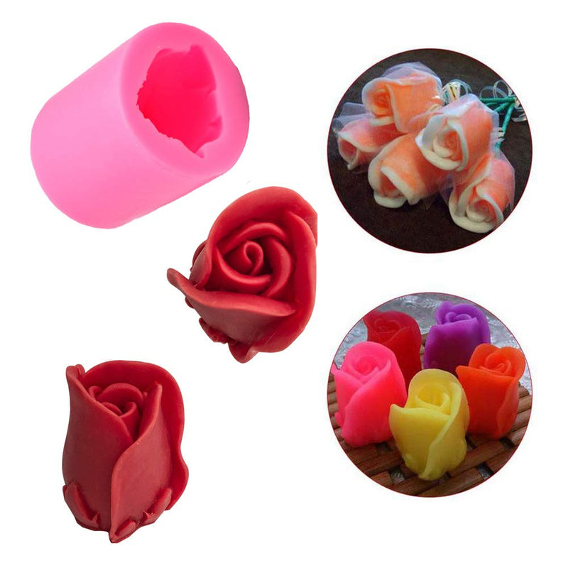 2Pcs/Set 3D Rose Flower Candle Molds, Rose Shaped Craft Art Silicone Mold for Fondant Cake Decoration Making Beeswax Candle Handmade Soap Lotion Bar Crayon Wax Plaster - NewNest Australia
