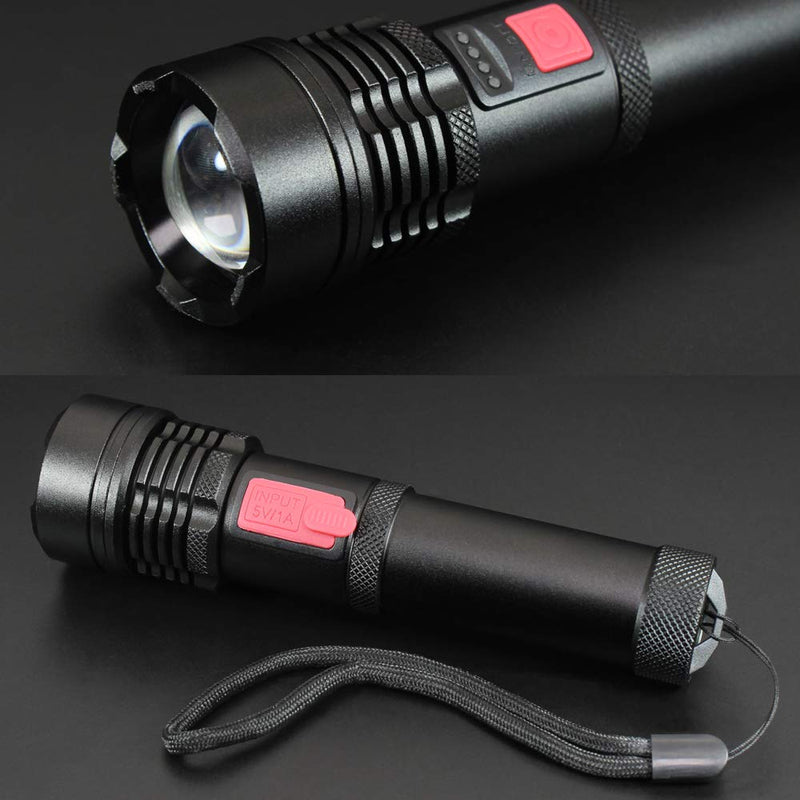 USB Rechargeable LED Flashlight DARKBEAM T002 Super bright XHP50 3000 Lumen Flash Light Lights Tactical Handheld Zoomable for Hiking, Biking, Outdoor Activity Patrol, Home, Emergency - NewNest Australia