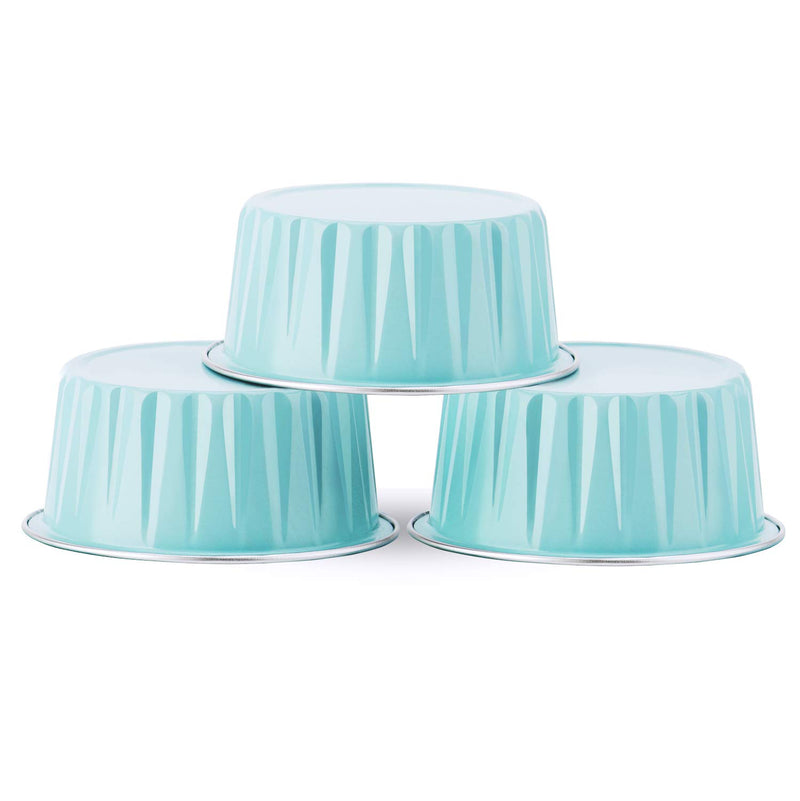 NewNest Australia - Aluminum Cups with Lids, Eusoar 50pcs 5oz 125ml Aluminum Foil Muffin Liners Cups with Lids, Aluminum Cupcake liners, Disposable Foil Ramekins Pans, Cupcake Baking Cups, Aluminum Foil Cupcake Holders Tiffany Blue 