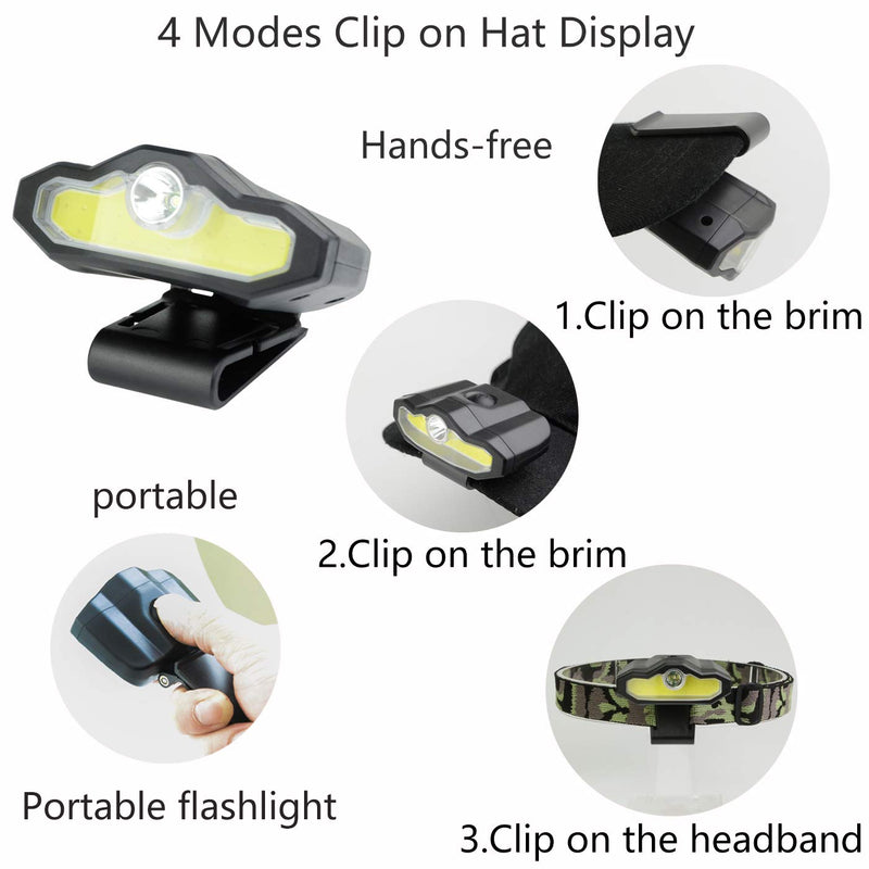 XULUOQI LED Cap Light, Portable Hands-Free Clip Cap Light - Rechargeable Headlamp Flashlight, Bright lumen light, hiking camping reading work fishing - NewNest Australia