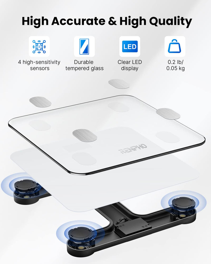 Renpho Body Fat Bathroom Scales, Bluetooth Personal Scales With App, Smart Digital Scales For Body Fat, Bmi, Weight, Muscle Mass, Water, Protein, Skeletal Muscle, Bone Weight And Bmr - NewNest Australia