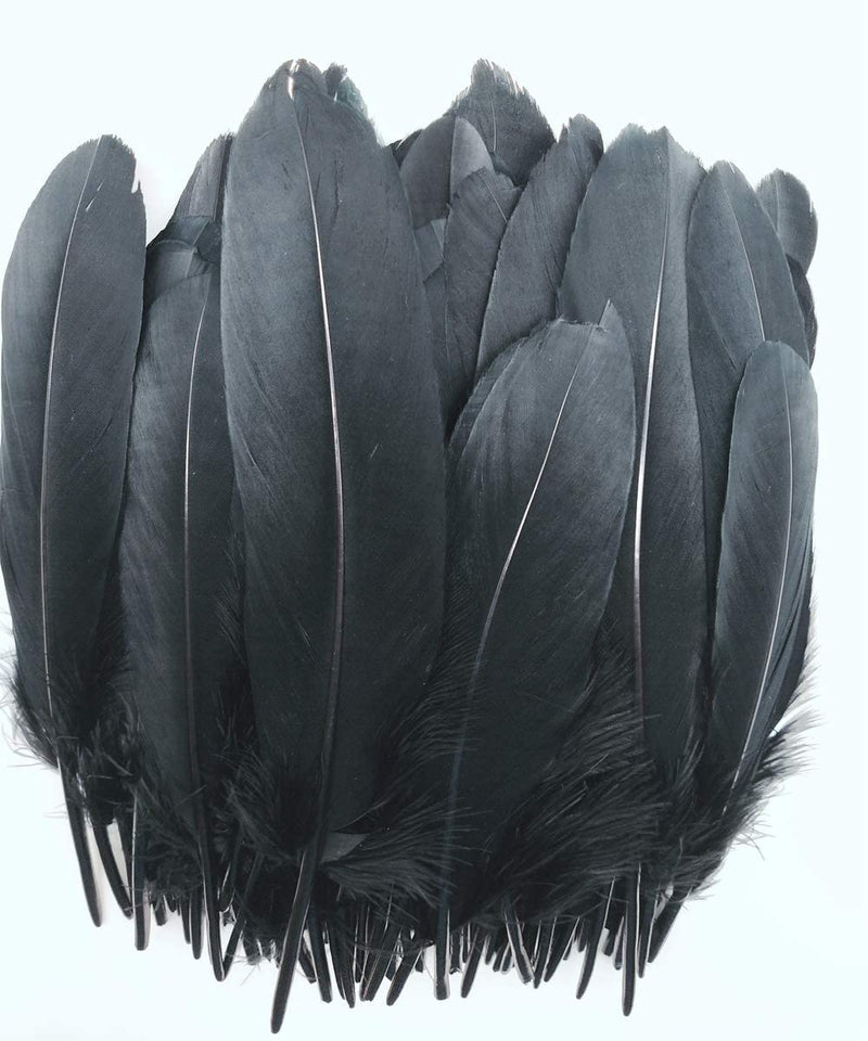 100pcs 6-8 inches Black Dyed Natural Goose Feathers for Crafts DIY Wedding Party Decoration Accessories (Black) - NewNest Australia