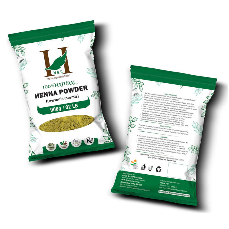 H&C Organically Cultivated Henna Powder Specially For Hair - Bulk Pack -Triple Sifted Henna Powder - Lawsonia Inermis (For Hair) 02 Lb 32 Oz (908 Gms)- No Ppd No Chemicals, No Parabens - NewNest Australia