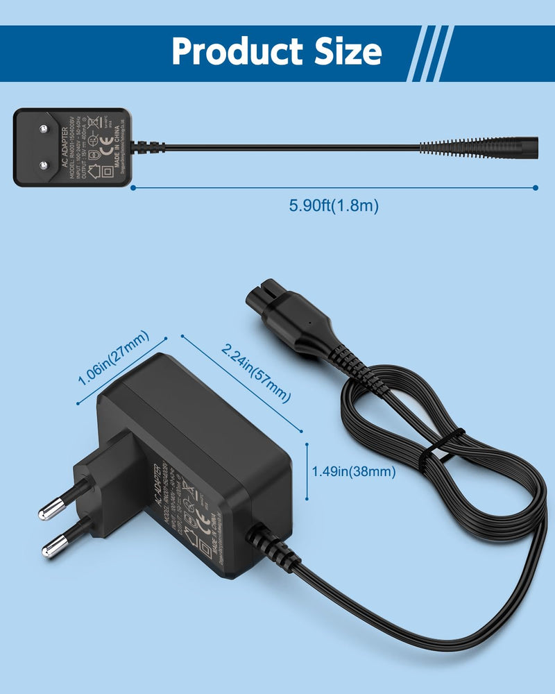 15V HQ8505 Shaver Charging Cable for Philips Norelco 3000 5000 7000 9000 Series S5050 PT860 AT750 QT4022 HQ PT QC QG RQ Series One Blade Pro QP6510 QP6520 QP6530 QP6620 Power Supply Charger Shaver Charger - NewNest Australia